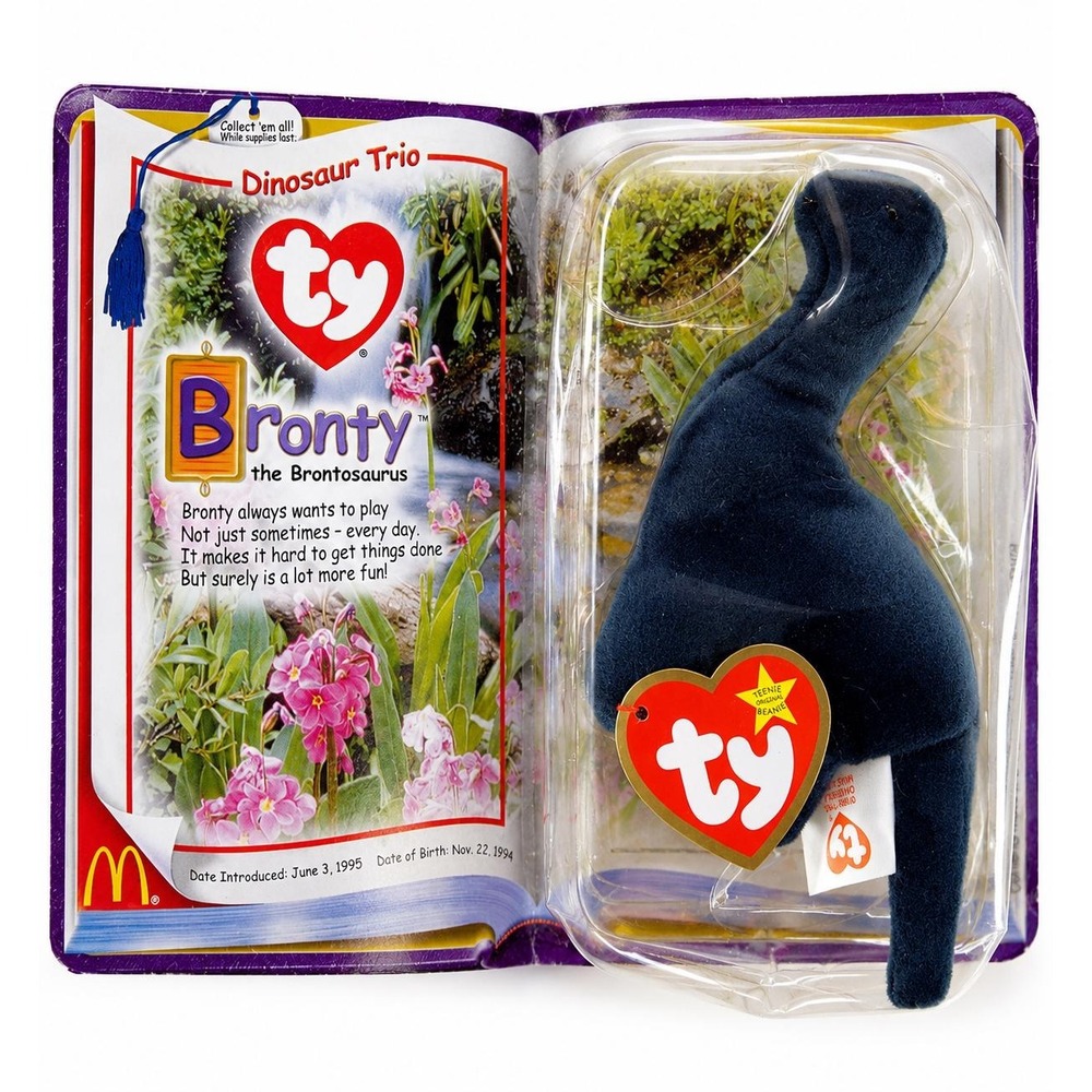 2000 McDonald's TY Teenie Beanie Baby Bronty the Brontosaurus – Factory Sealed
